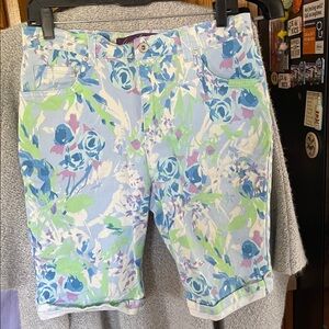 Gloria Vanderbilt Size 12 P Cotton Blue Floral Shorts Petite